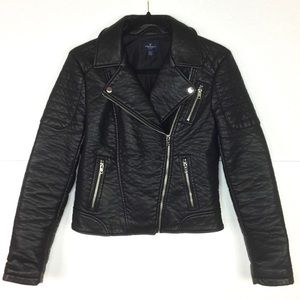 American Eagle Outfitters Blk Faux Leather Jacket